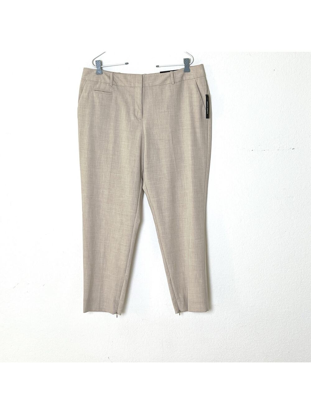 Worthington Modern Fit Dress Pants Size 14 Slim Leg Ankle Zip Beige Heather